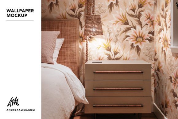 Download Wallpaper Mockup - Rustic Bedside - Wallpaper Collection