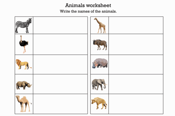 Download Printable Animals Worksheet - Printable Collection