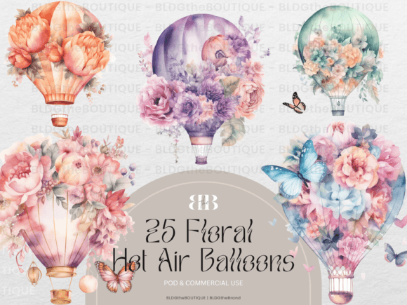 Download Floral Hot Air Balloon Clipart PNG Files - Premium Resources
