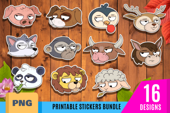 Download Printable Animals Face Stickers, Curious - Printable Collection