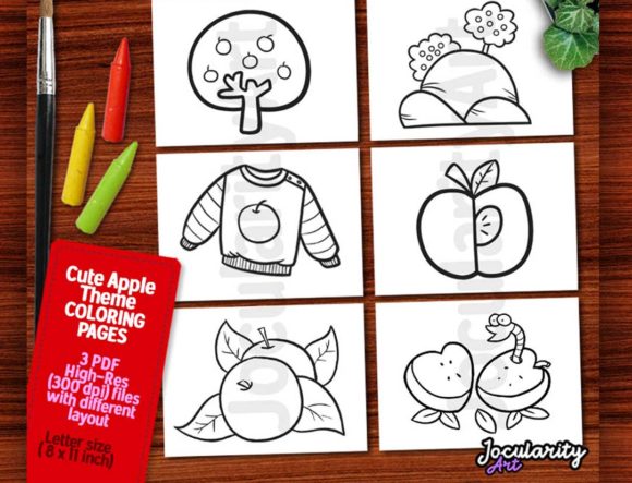 Download Cute Printable Apple Theme Coloring Page - Printable Collection