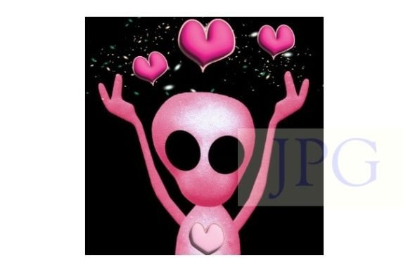 Download Pink Hearts Alien Girl Cute Printable - Printable Collection