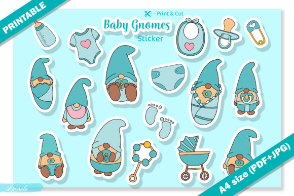 Download Baby Gnome Baby Shower Printable Sticker - Printable Collection
