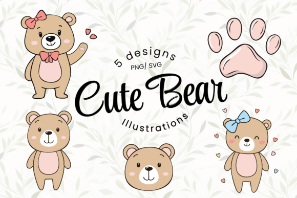 Download Cute Bear Illustrations Set - Bear illustrations Collection