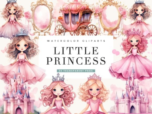 Download Watercolor Little Princess Clipart - Princess Collection