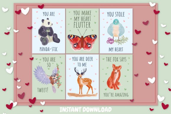 Download Printable Animals Valentine Cards - Printable Collection