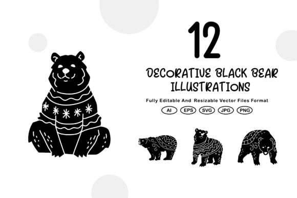 Download Decorative Black Bear Illustrations - Bear illustrations Collection