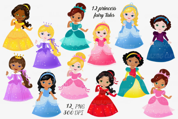 Download BUNDLE Cute Princess Clipart -Princesses - Princess Collection