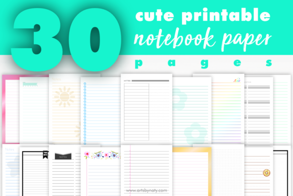 Download 30 Cute Printable Notebook Paper Pages. - Printable Collection